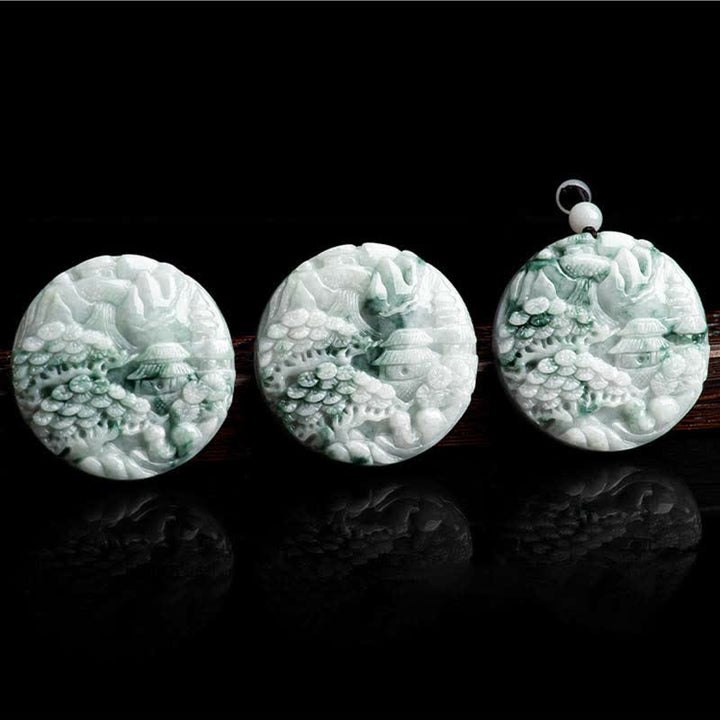 Buddha Stones Mountain Landscape Jade Abundance String Necklace
