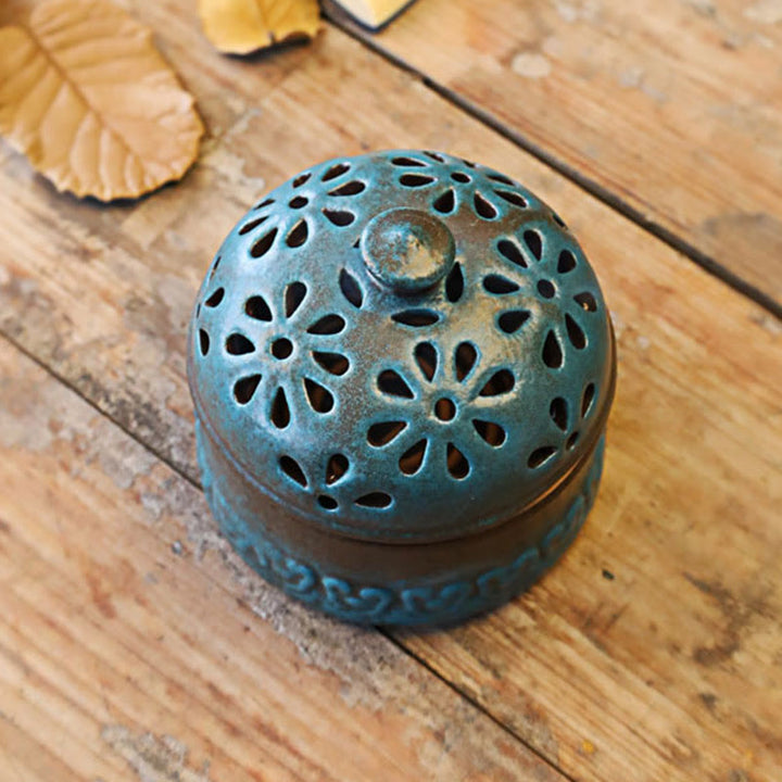 Buddha Stones Mini Hollow Spiritual Meditation Ceramic Small Incense Burner Decoration