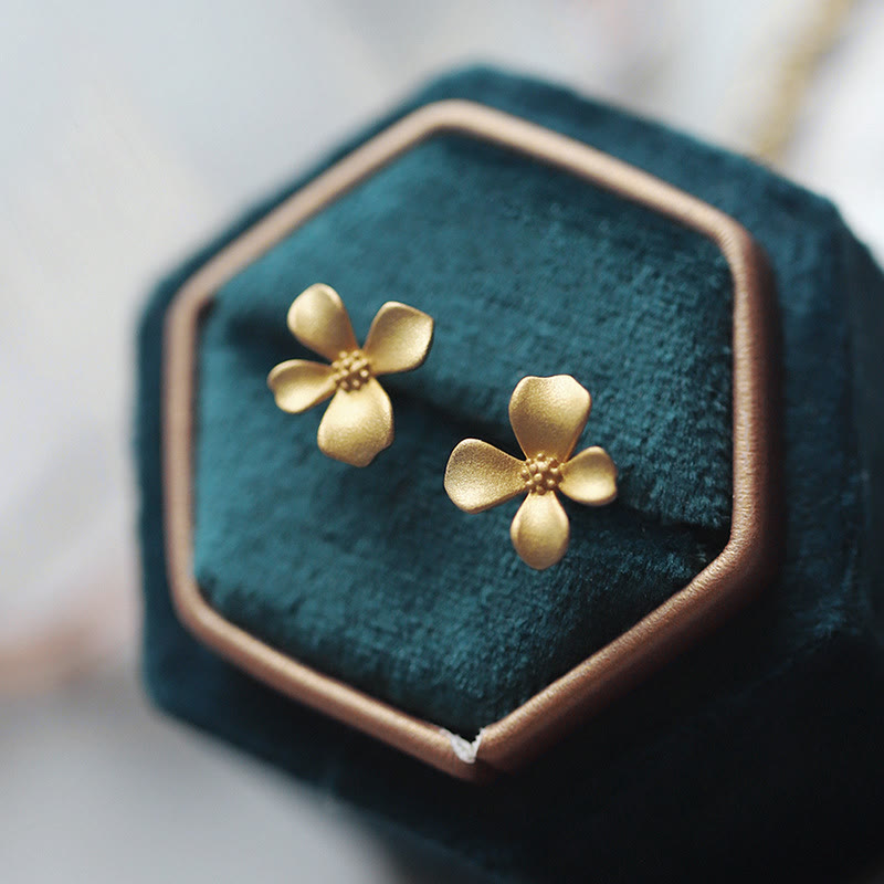 Gardenia Flower Design Luck Stud Earrings