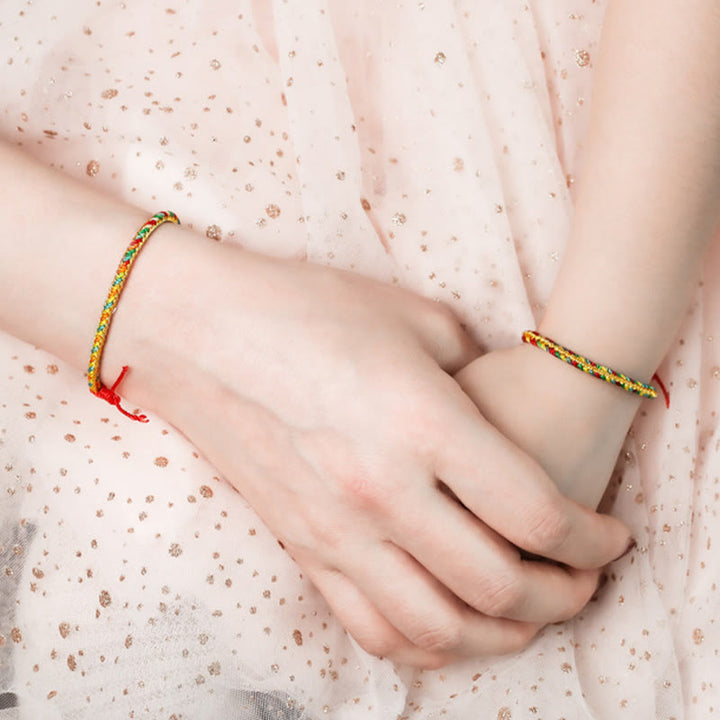 Buddha Stones 925 Sterling Silver Dragon Boat Festival Fu Character Zongzi Pattern Luck Handmade Multicolored Child Adult Bracelet