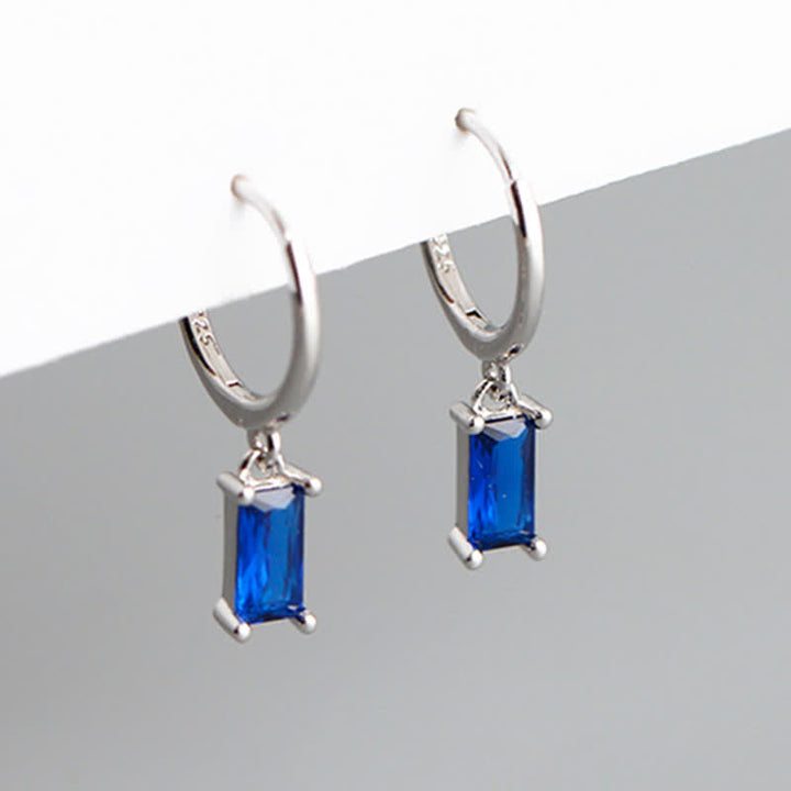 Buddha Stones Baguette Hoop Dangle Luck Drop Zrcon Earrings