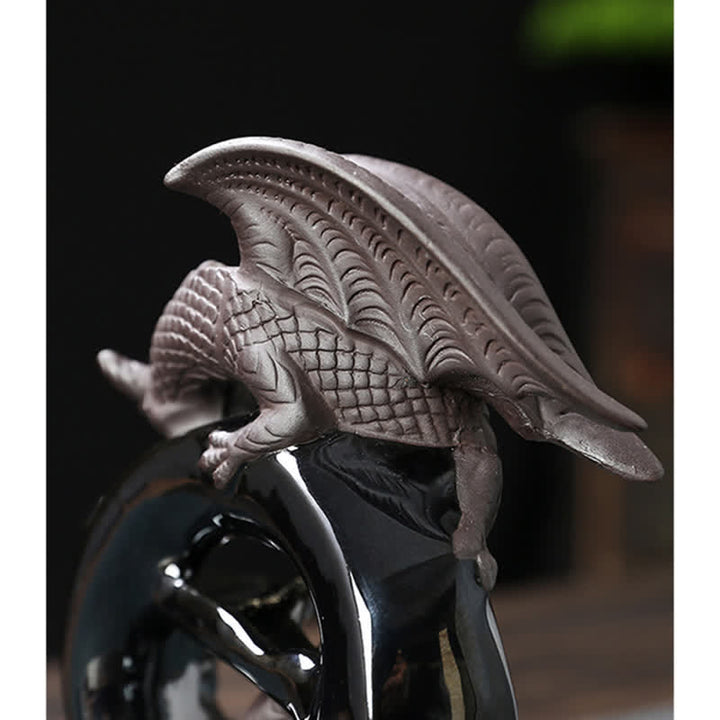 Nordic Pterosaur Dragon Ceramic Backflow Smoke Fountain Protection Healing Incense Burner Decoration