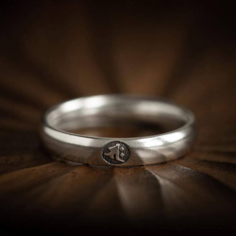 925 Sterling Silver Chinese Zodiac Natal Buddha Blessing Couple Ring