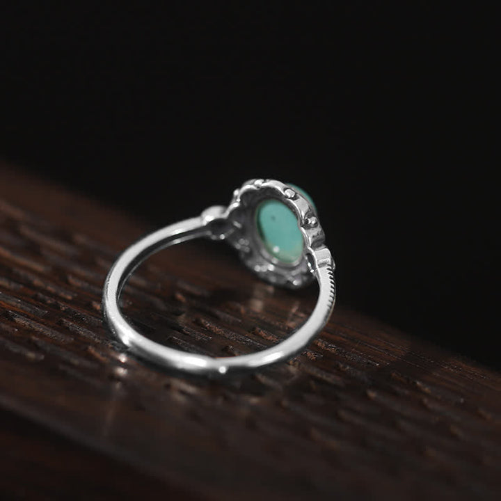 925 Sterling Silver Tibetan Turquoise Red Agate Protection Ring