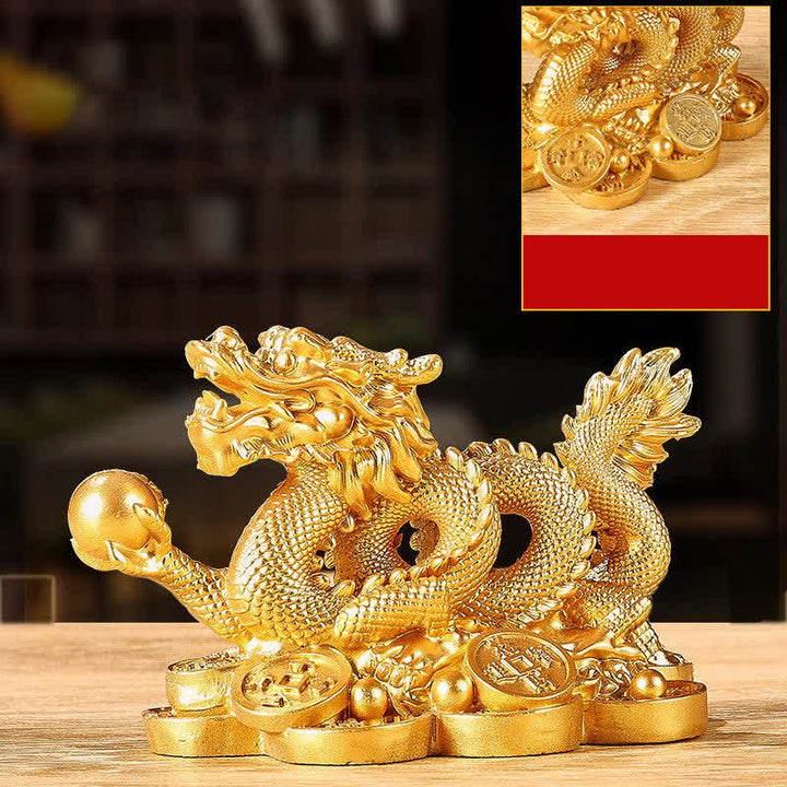 Feng Shui Dragon Copper Coin Wealth Success Luck Decoration