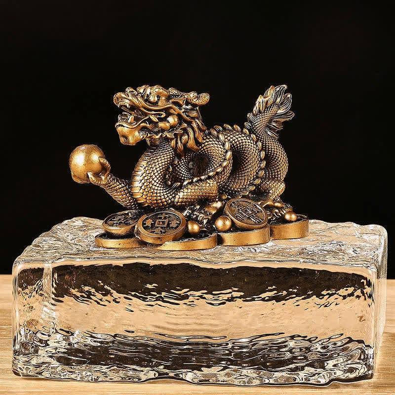 Feng Shui Dragon Copper Coin Wealth Success Luck Decoration