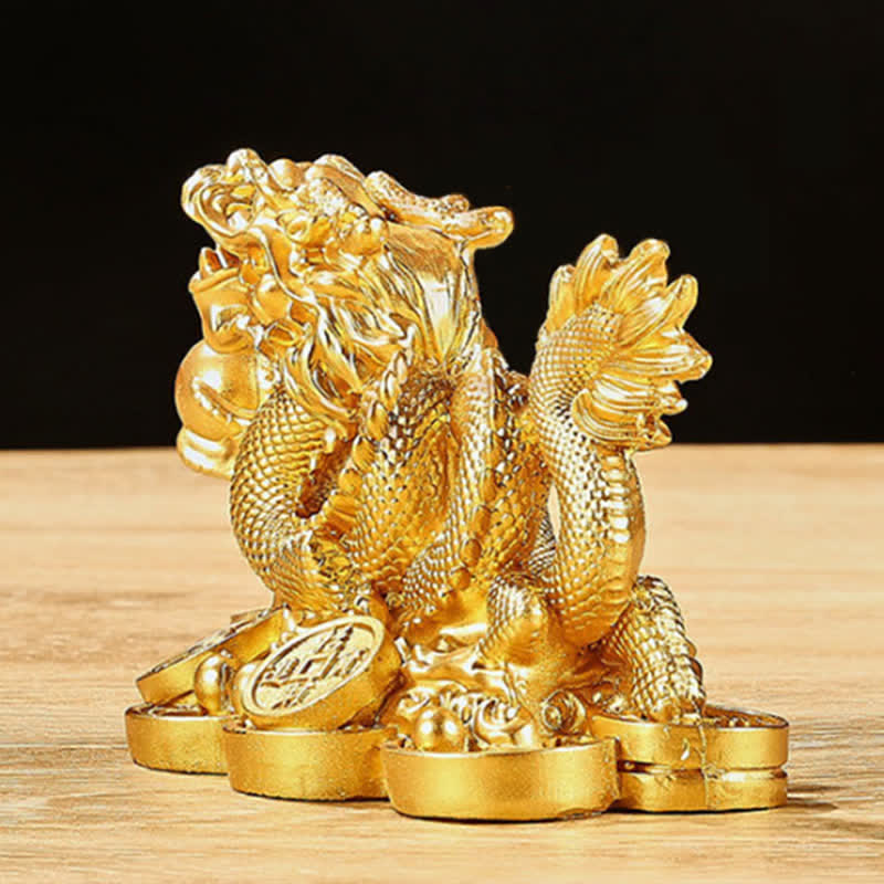 Feng Shui Dragon Copper Coin Wealth Success Luck Decoration