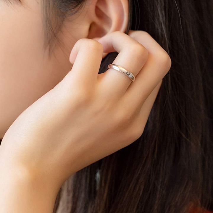 925 Sterling Silver Chinese Zodiac Natal Buddha Blessing Couple Ring