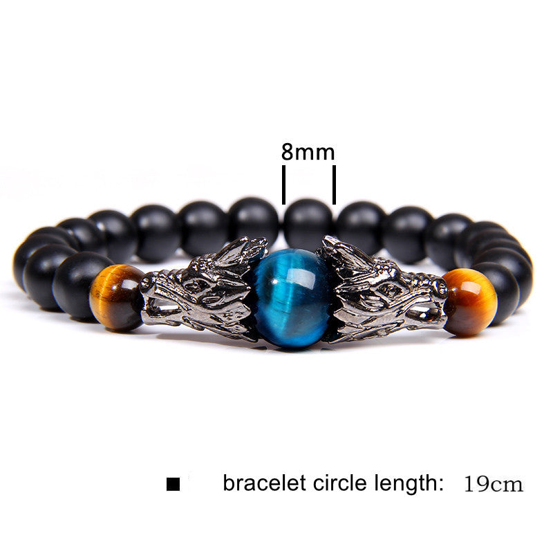 Frosted Stone Tiger Eye Dragon Courage Strength Bracelet