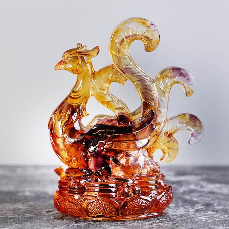 Feng Shui Four Symbols Azure Dragon Handmade Liuli Crystal Art Piece Home Office Decoration