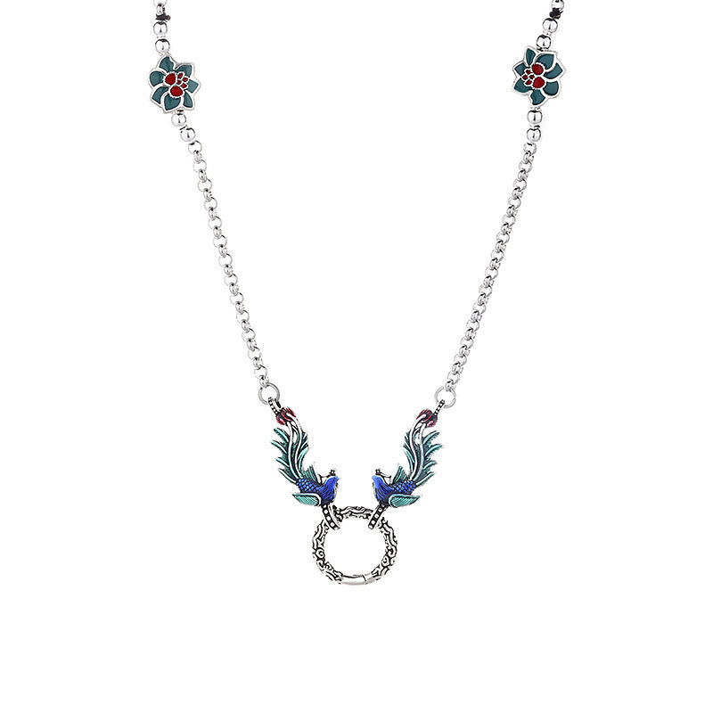 Buddha Stones Phoenix Lotus Flower Luck Protection Necklace Pendant - image 5
