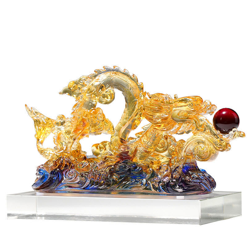 Buddha Stones Handmade Dragon Liuli Crystal Art Piece Protection Strength Home Office Decoration - image 5