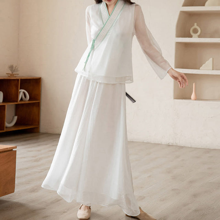 Retro Prayer Zen Spiritual Meditation Practice Chiffon Clothing Women's Set