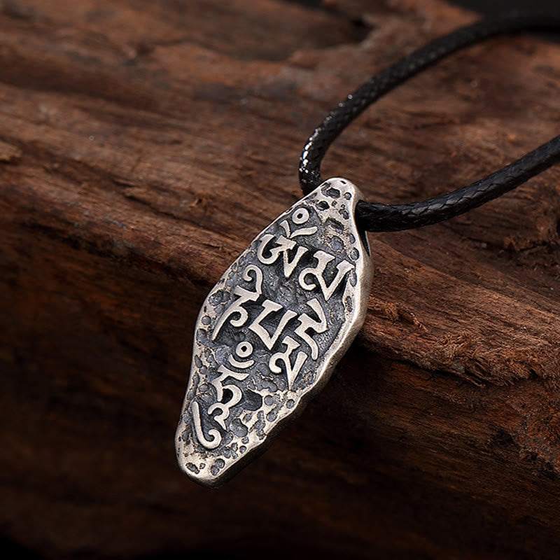 Buddha Stones Tibetan 925 Sterling Silver Om Mani Padme Hum Dorje Vajra Engraved Strength Necklace Pendant - image 16