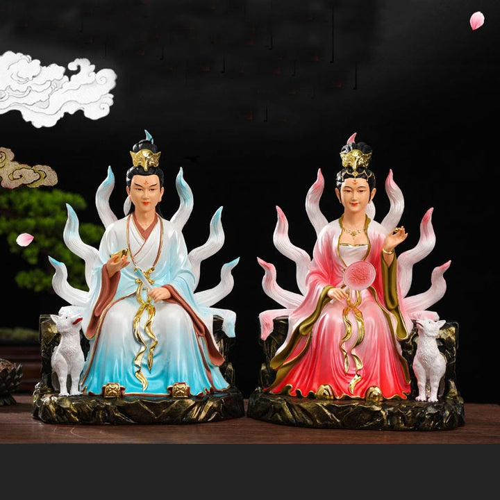 Buddha Stones Nine Tailed Fox Fairy Luck Protection Resin Home Decoration - image 0
