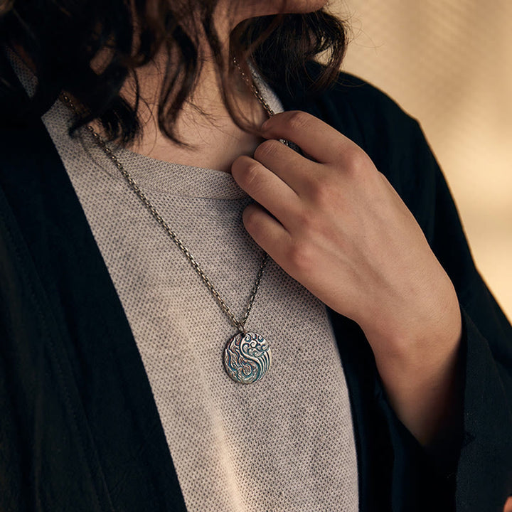 Buddha Stones 990 Sterling Silver Yin Yang Water and Fire Balance Necklace Pendant - image 10