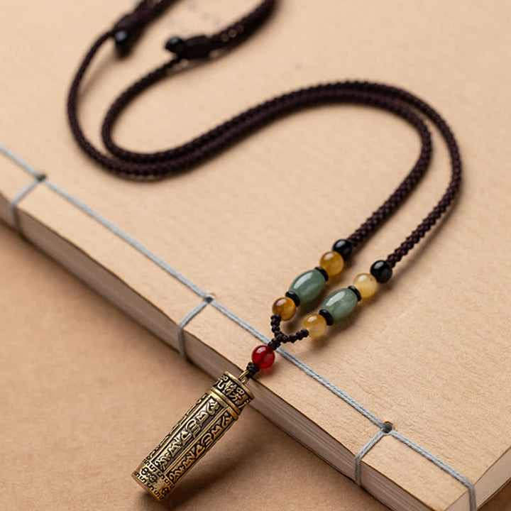 Buddhastoneshop Tibet Om Mani Padme Hum Agate Shurangama Sutra Protection Necklace Pendant - image 6