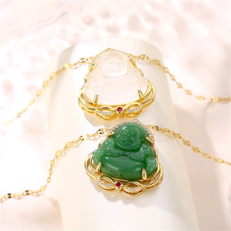 Buddha Stones Natural Laughing Buddha Peace Necklace - image 3