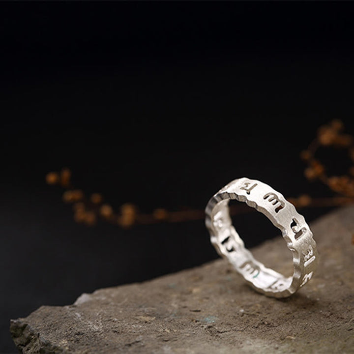 Buddha Stones Tibetan 925 Sterling Silver Om Mani Padme Hum Peace Hollow Ring - image 7