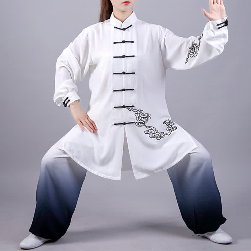 Auspicious Clouds Gradient Meditation Prayer Spiritual Zen Tai Chi Qigong Practice Women's Clothing Set