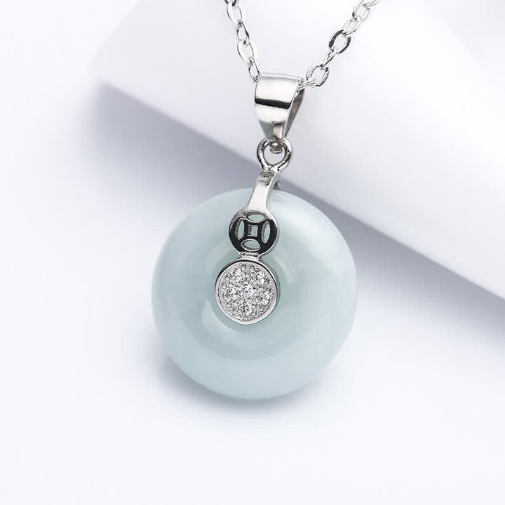 925 Sterling Silver Peace Buckle Jade Coin Luck Necklace Pendant - Jade(Prosperity♥Abundance) - image 0