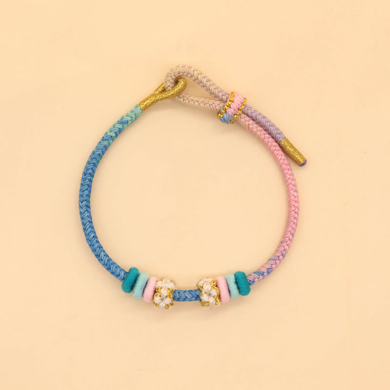 Buddha Stones Handmade Eight Thread Peace Knot Peach Blossom Knot Luck Rope Braided Bracelet - image 7