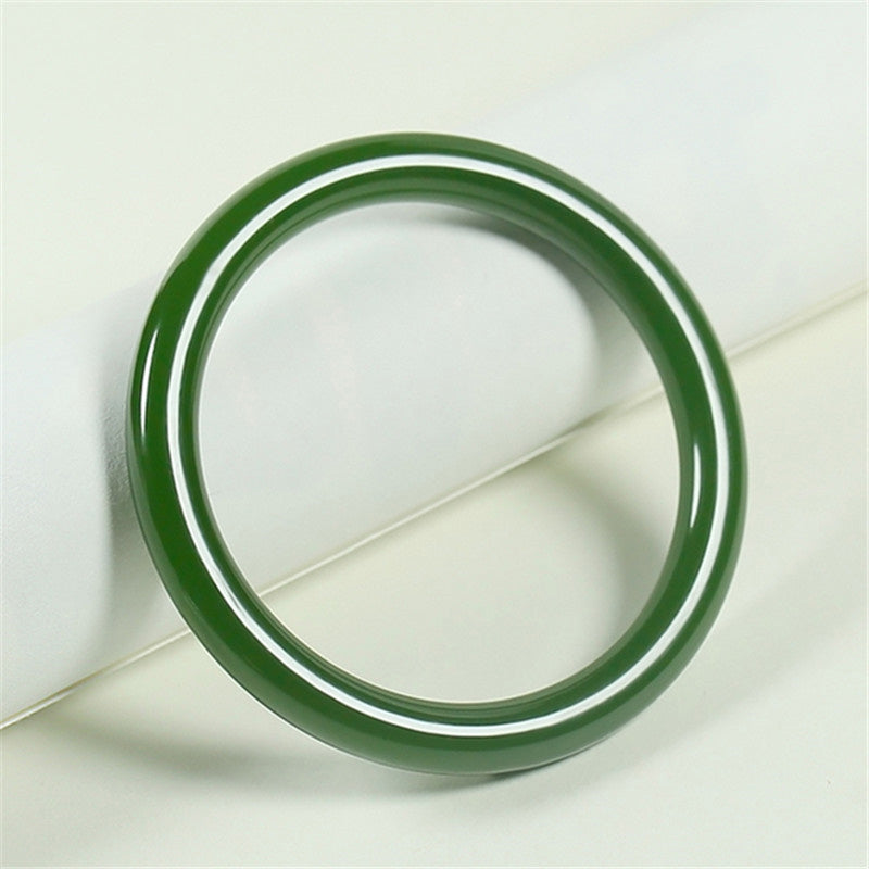Buddha Stones Cyan Jade Longevity Blessing Bangle Bracelet - 64mm - image 0