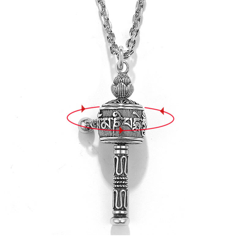 Buddha Stones Tibetan Om Mani Padme Hum Prayer Wheel Lotus Wisdom Rotatable Necklace Pendant - image 9