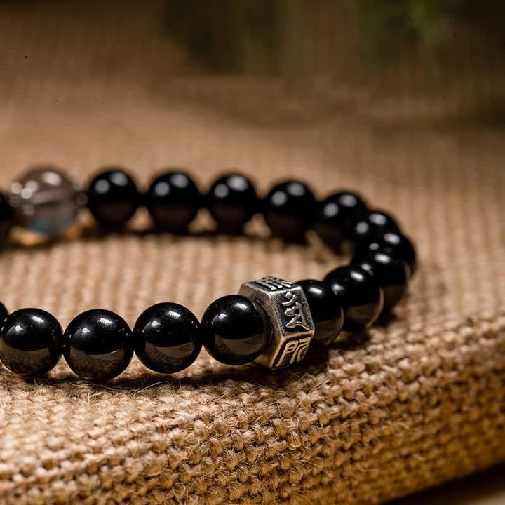 Chinese Zodiac Natal Buddha 925 Sterling Silver Black Obsidian Moonstone Strength Bracelet - image 16