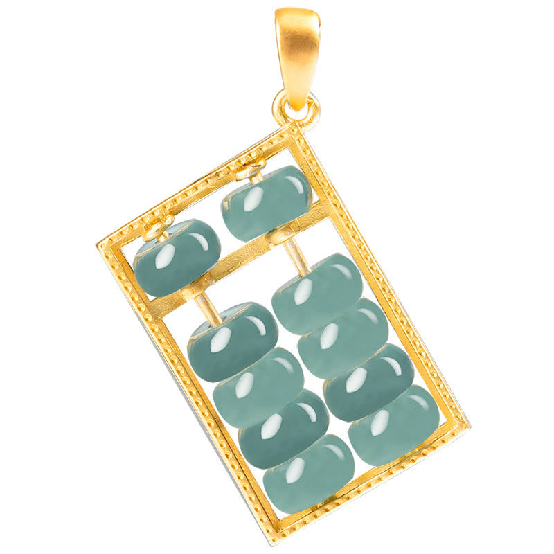 Buddha Stones Natural Jade Abacus Pattern Abundance Titanium Steel Chain Necklace Pendant - image 7