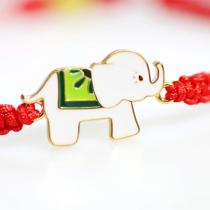 Tibetan Handmade 925 Sterling Silver Lucky Elephant Red String Bracelet