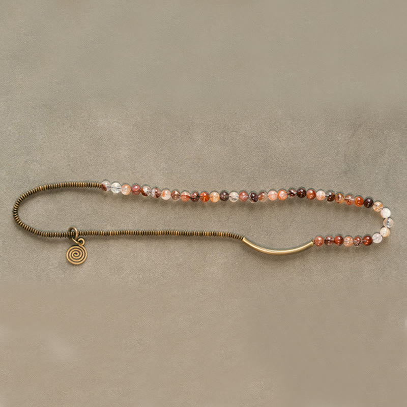 Buddha Stones Purple Phantom Red Hematoid Quartz Green Rutilated Quartz Copper Love Forgive Bracelet - image 19