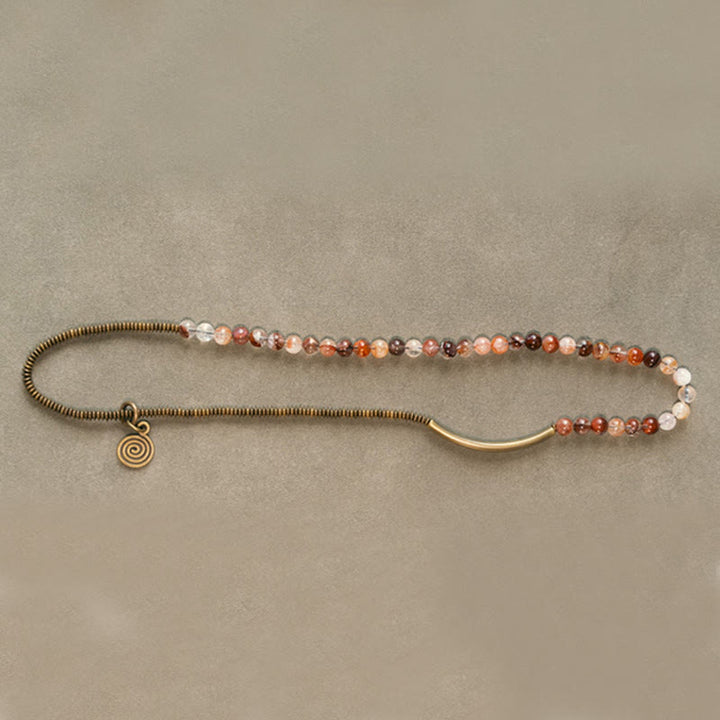 Buddha Stones Purple Phantom Red Hematoid Quartz Green Rutilated Quartz Copper Love Forgive Bracelet - image 19