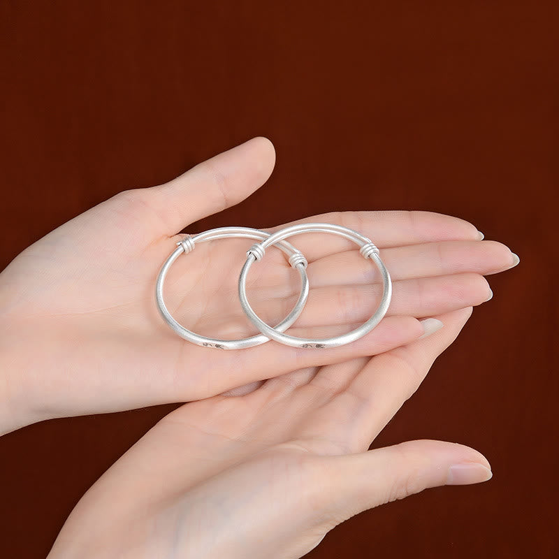 Buddha Stones 999 Sterling Silver Peace And Joy Protection Kids Child Bracelet Bangle - image 5