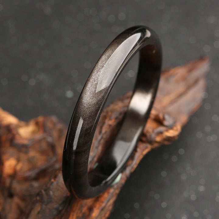 Buddha Stones Gold Sheen Obsidian Silver Sheen Obsidian Protection Bracelet Bangle - image 10