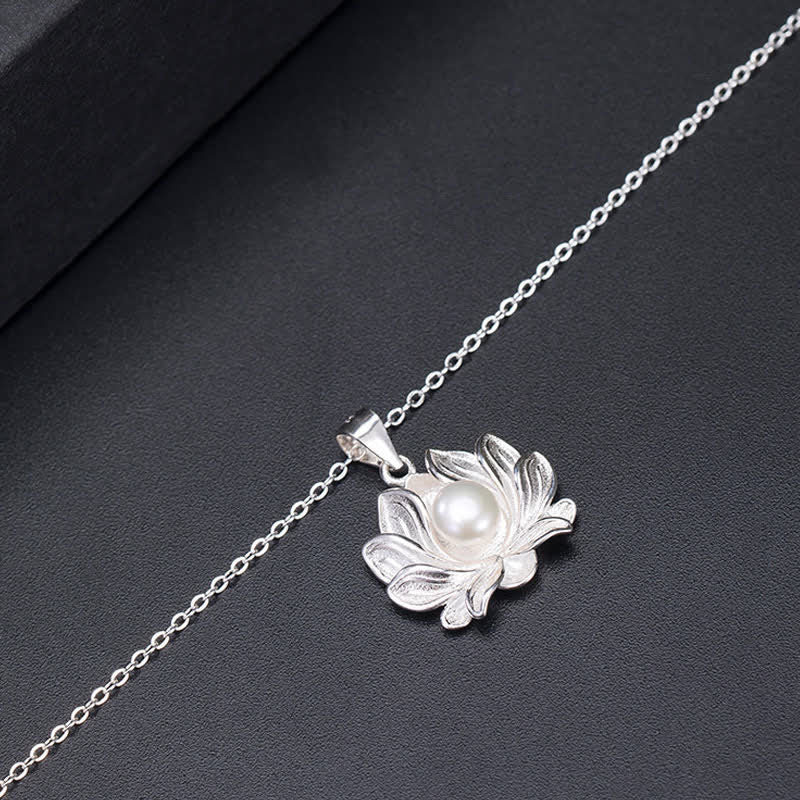 Buddha Stones 925 Sterling Silver Lotus Flower Pearl Wealth Necklace Pendant - image 8