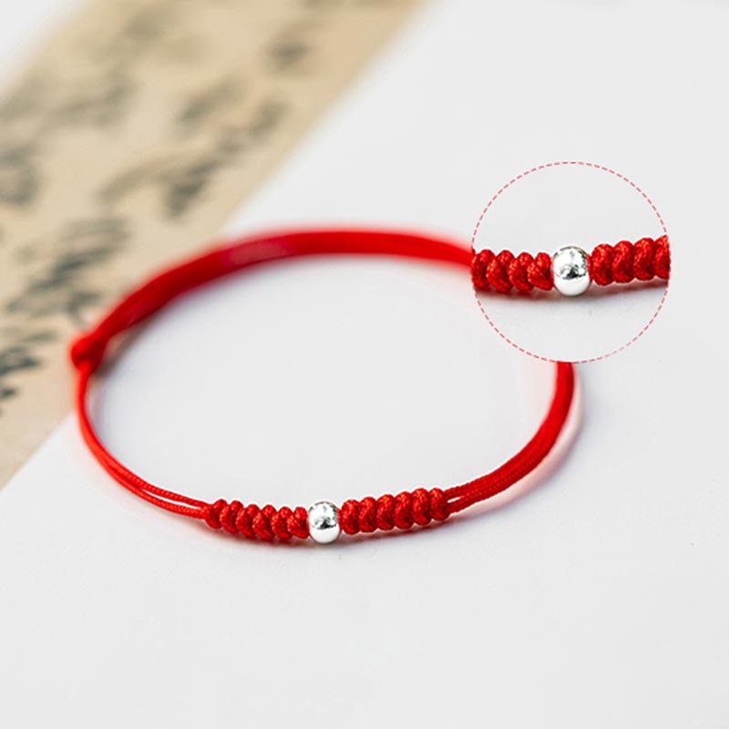 Buddha Stones 925 Sterling Silver Luck Bead Protection Red String Thin Cord Braided Bracelet - image 18