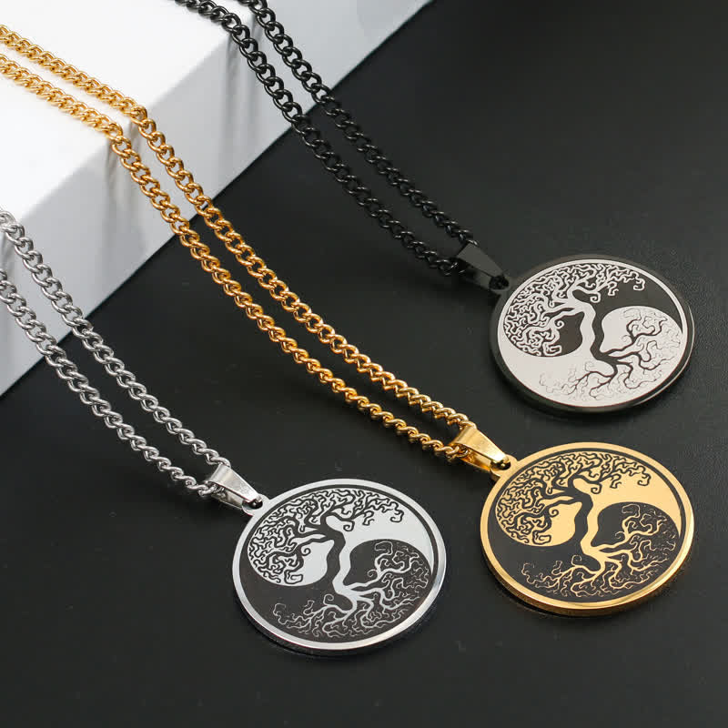Buddha Stones The Tree of Life Titanium Steel Connection Necklace Pendant - image 2