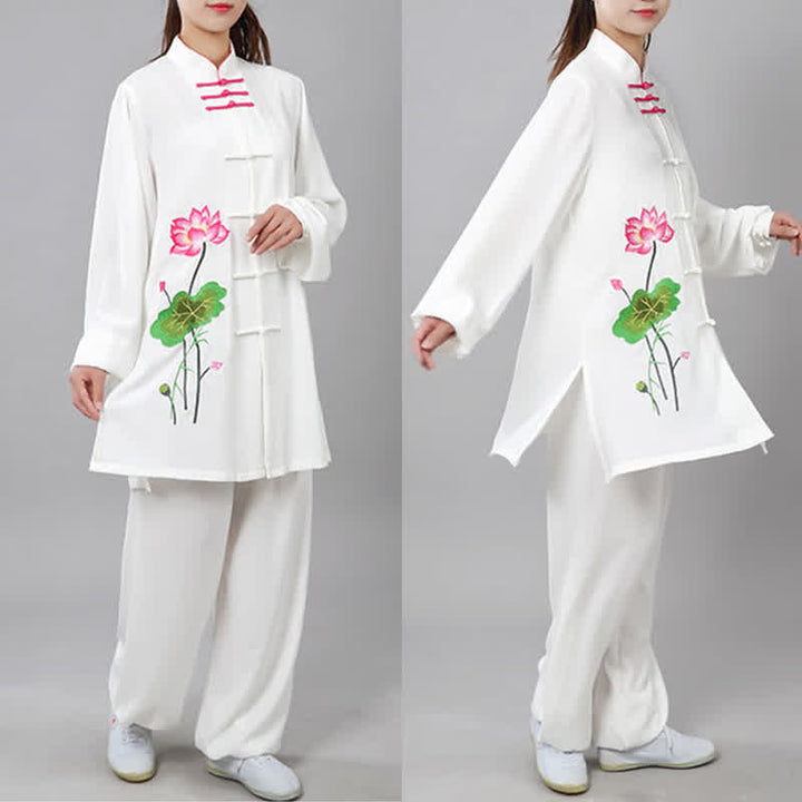 Lotus Flower Leaf Pattern Tai Chi Meditation Prayer Spiritual Zen Practice Clothing Women's Set - image 4
