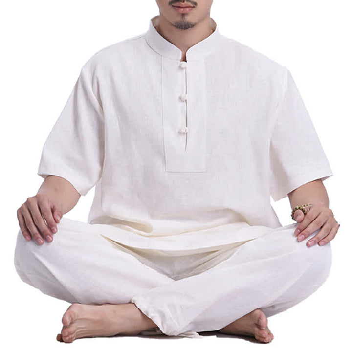 Spiritual Zen Meditation Prayer Practice Cotton Linen Clothing Men's Set