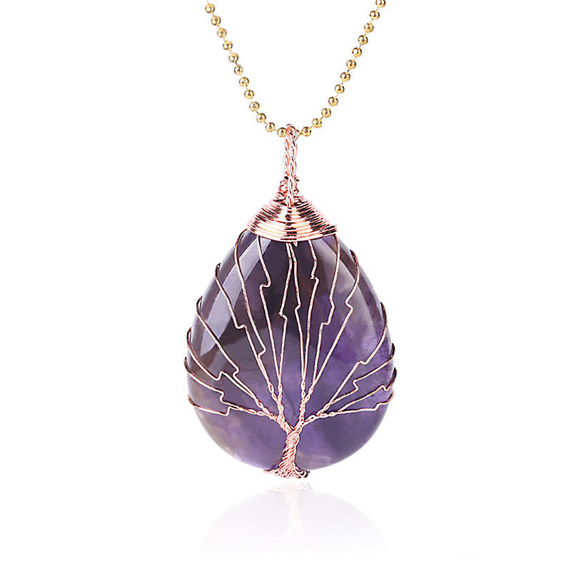 Buddha Stones Natural Quartz Crystal Tree Of Life Healing Energy Necklace Pendant - image 4