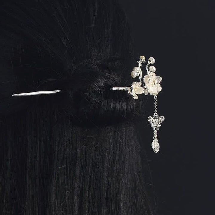 Buddha Stones Plum Blossom Butterfly Love Tassel Hairpin - image 4