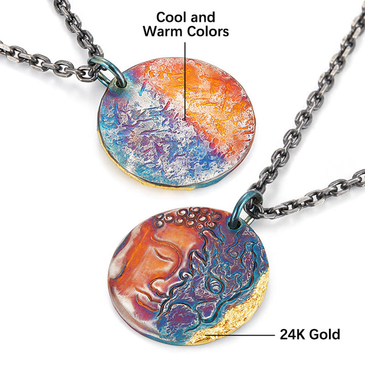 Buddha Stones 999 Sterling Silver 24K Gold Half Demon Half Buddha Compassion Necklace Pendant - image 6