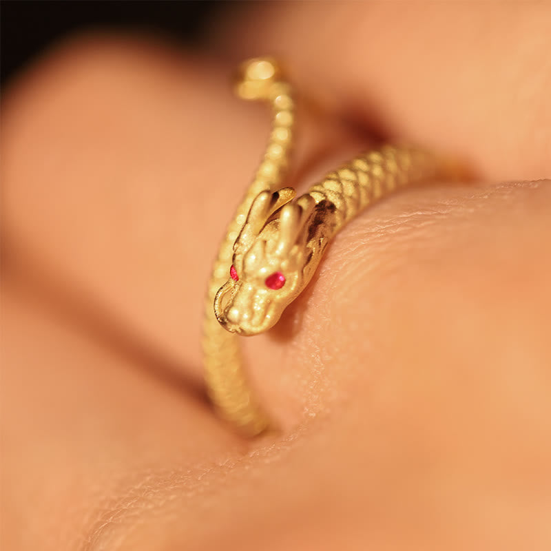 Buddha Stones 925 Sterling Silver Vintage Dragon Luck Protection Strength Adjustable Ring - image 6