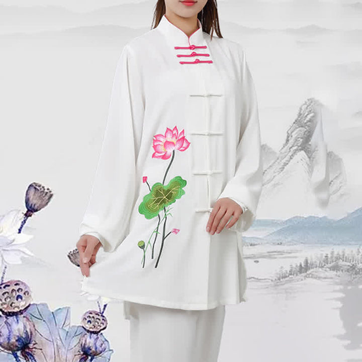 Lotus Flower Leaf Pattern Tai Chi Meditation Prayer Spiritual Zen Practice Clothing Women's Set - image 11