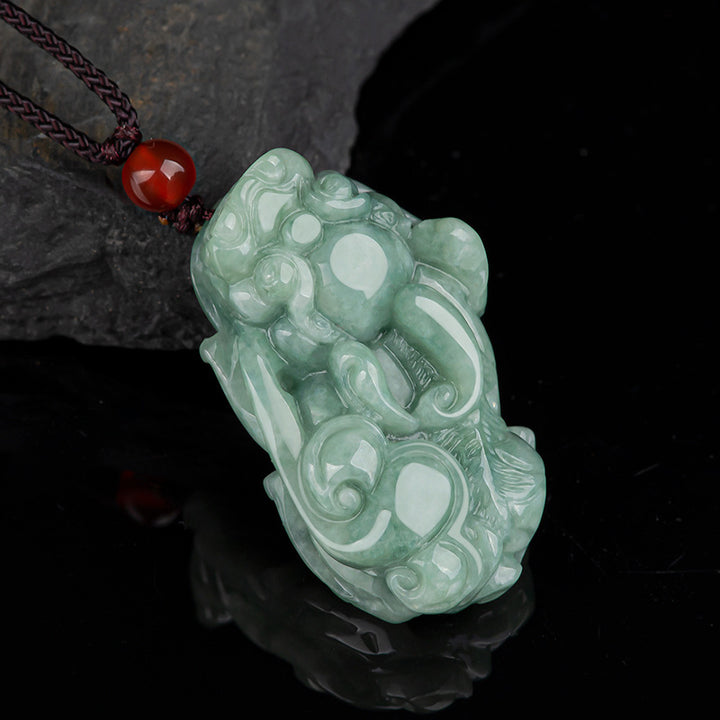 Buddha Stones Jade PiXiu Wealth Luck String Necklace Pendant - PiXiu (Wealth ♥ Luck) - image 1