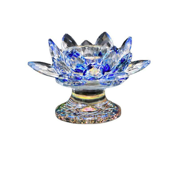 Lotus Flower Crystal Candle Holder Home Office Offering Decoration - image 11