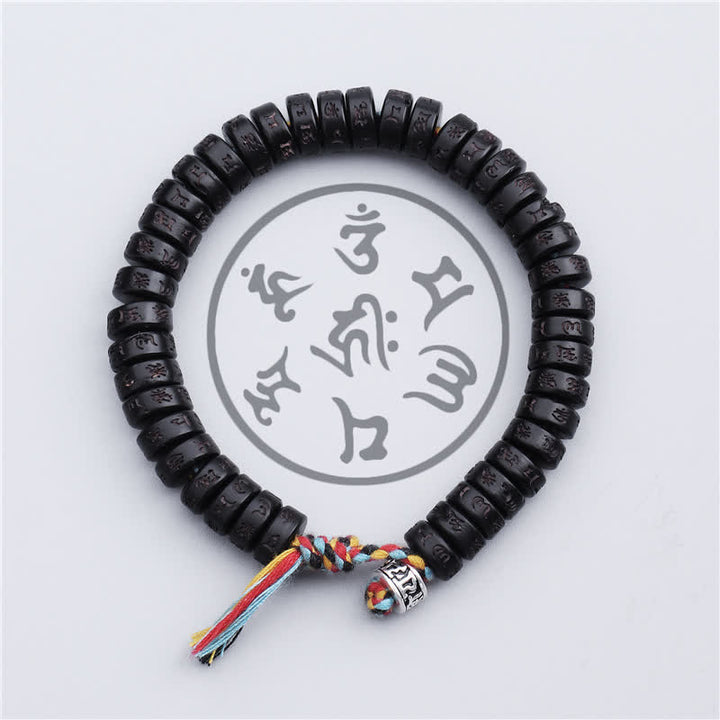 Buddha Stones Tibetan Coconut Shell Beads Engraved Om Mani Padme Hum Mantra Happiness Bracelet - image 3