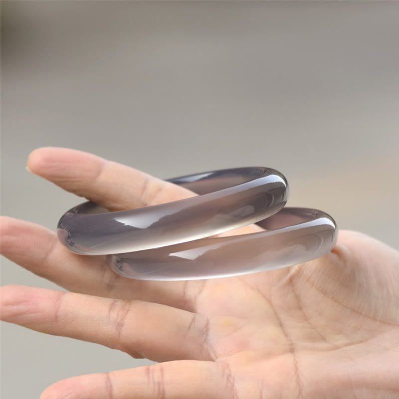 Buddha Stones Natural Gray Chalcedony Harmony Bangle Bracelet - image 3