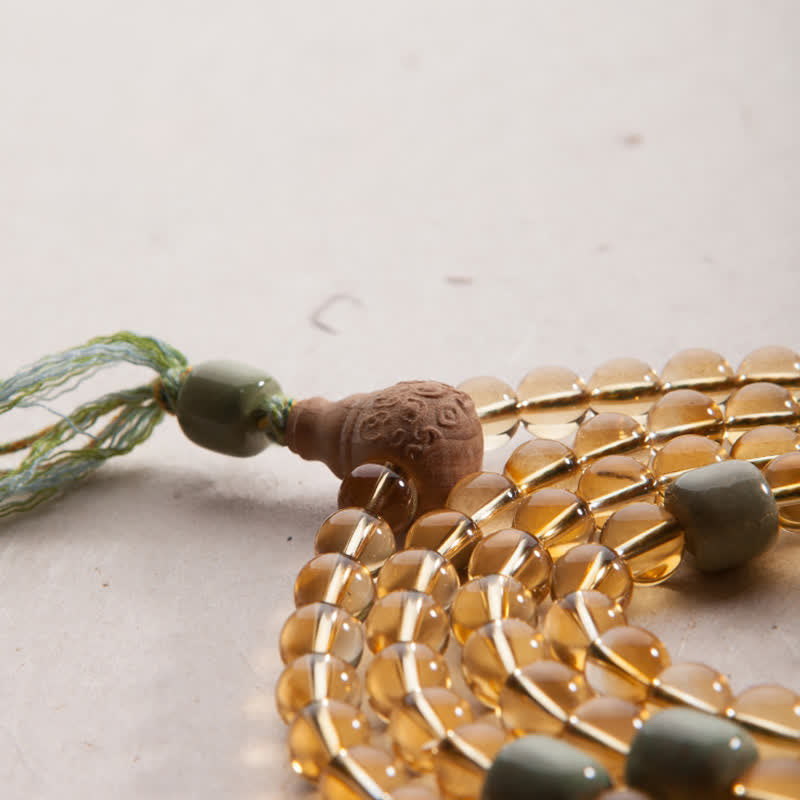 108 Mala Beads 925 Sterling Silver Citrine Sandalwood Turquoise Protection Prosperity Bracelet - image 15